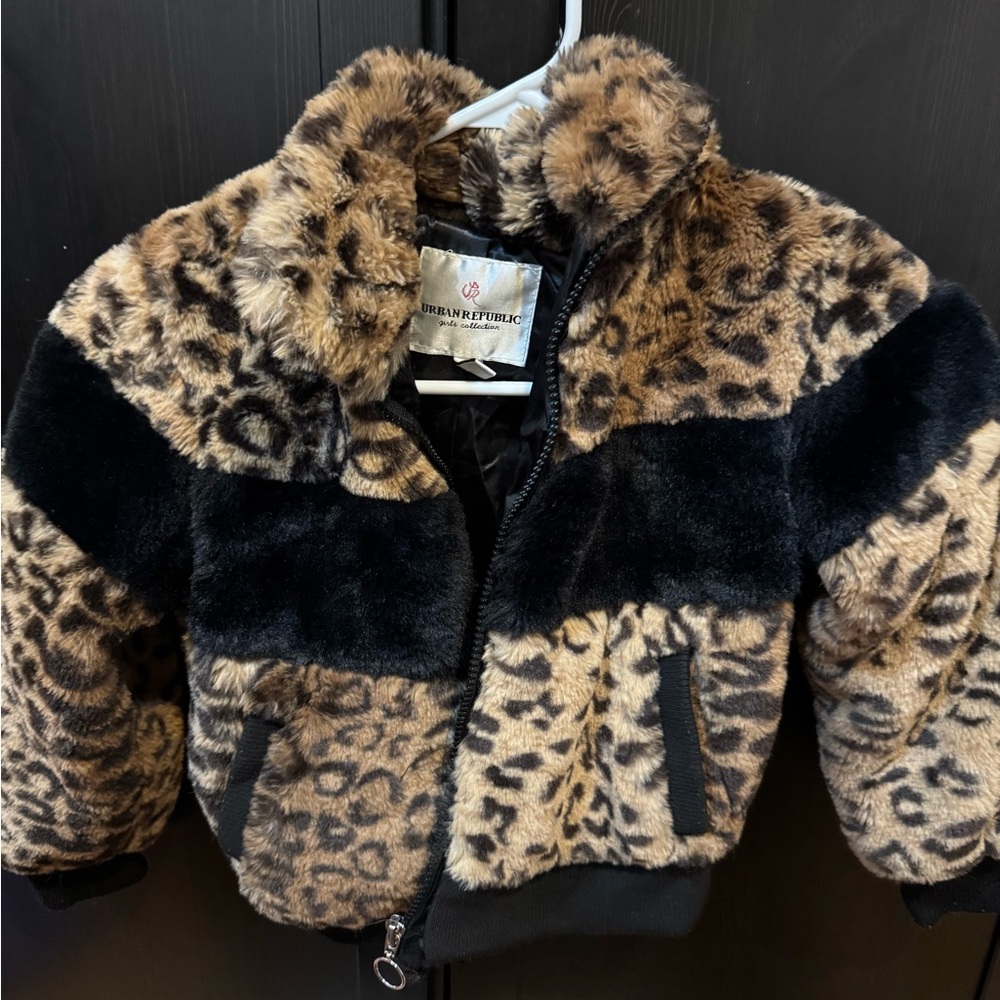 Urban Republic Faux Fur leopard print girl’s Jacket